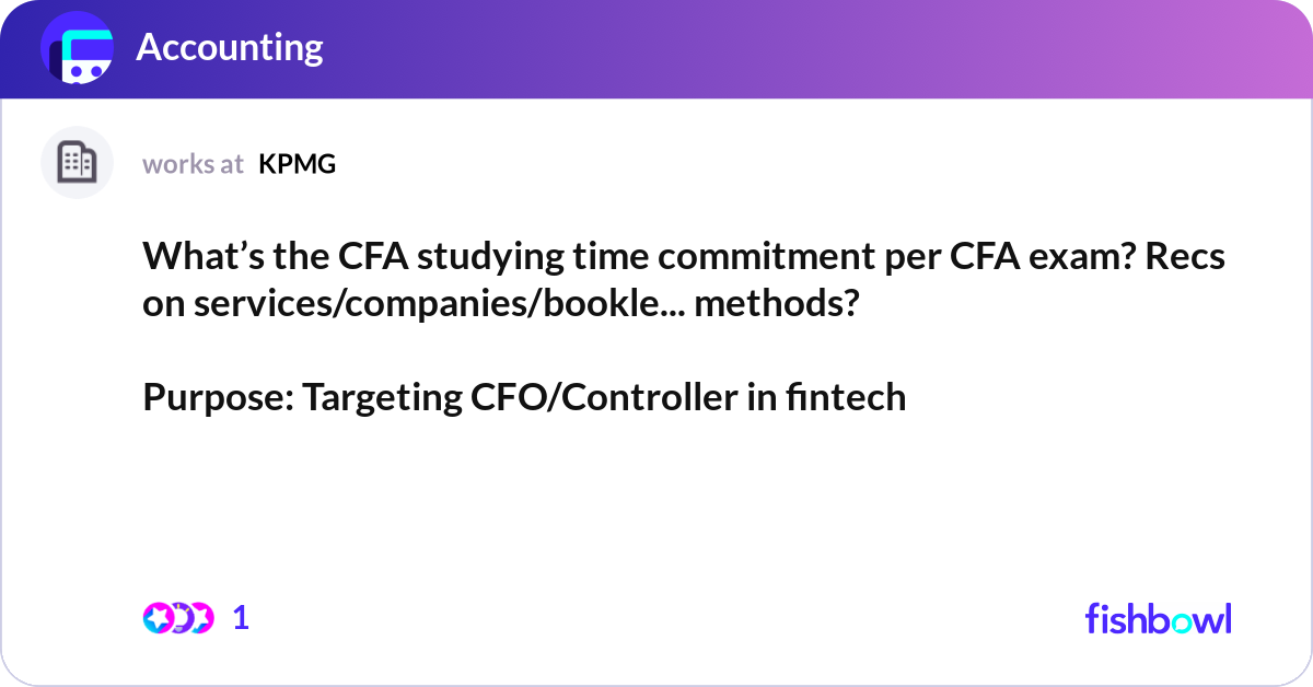 What’s the CFA studying time commitment per CFA ex... | Fishbowl