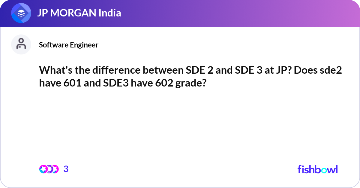 What's the difference between SDE 2 and SDE 3 at J... | Fishbowl