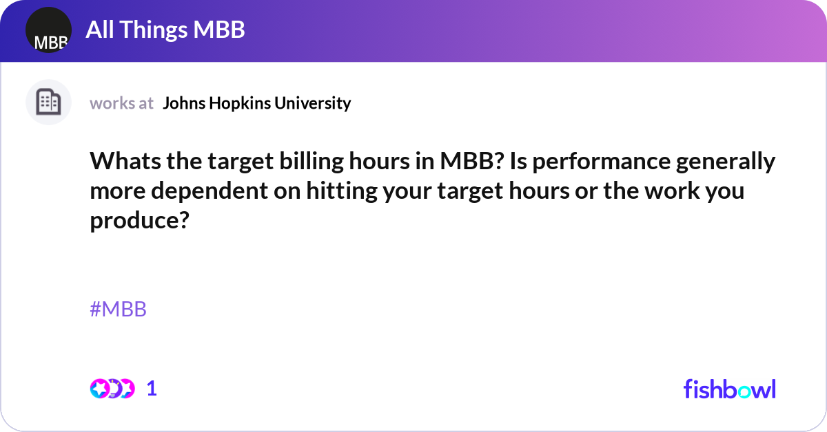 Whats the target billing hours in MBB? Is performa... | Fishbowl