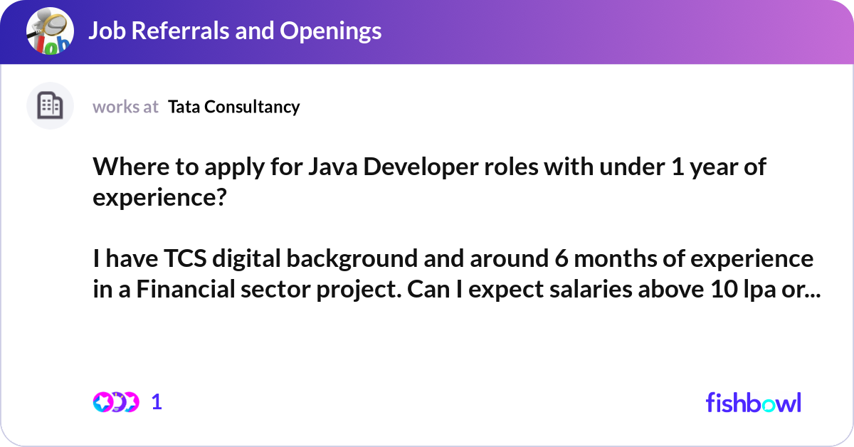 Where to apply for Java Developer roles with under... | Fishbowl