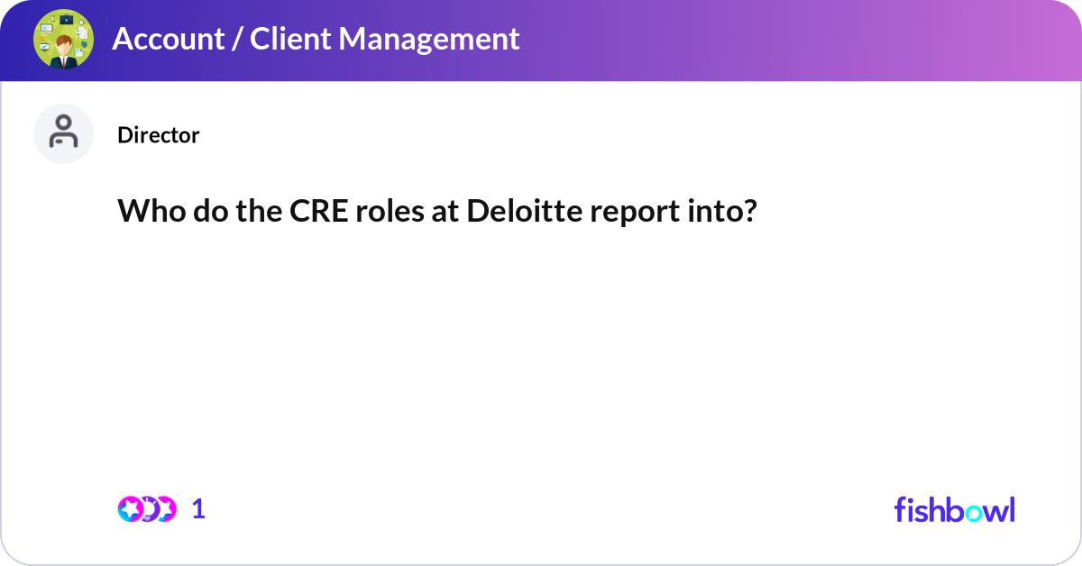 Who do the CRE roles at Deloitte report into? | Fishbowl
