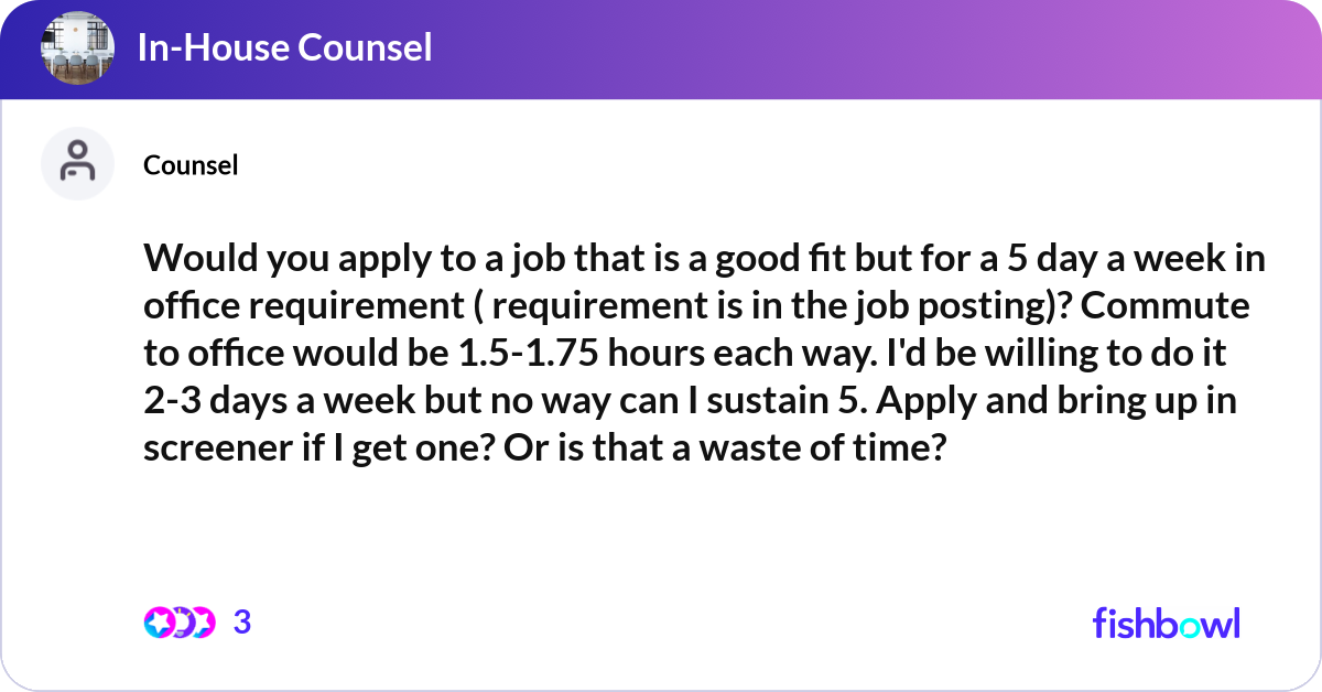 Would you apply to a job that is a good fit but fo Fishbowl