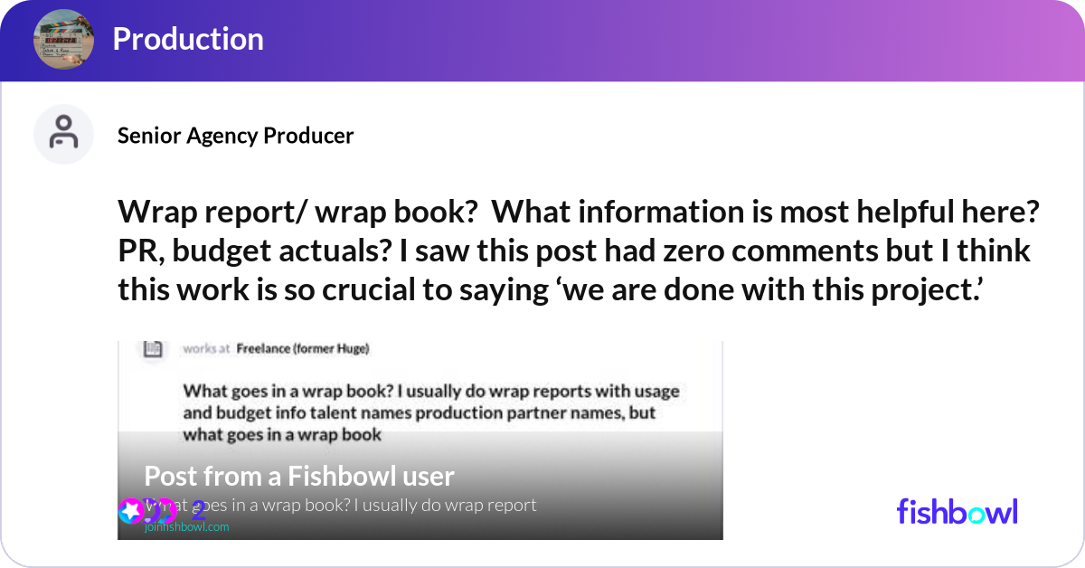 Wrap report/ wrap book? What information is most ... | Fishbowl