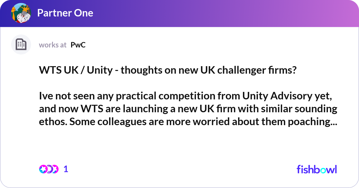 WTS UK / Unity - thoughts on new UK challenger fir... | Fishbowl