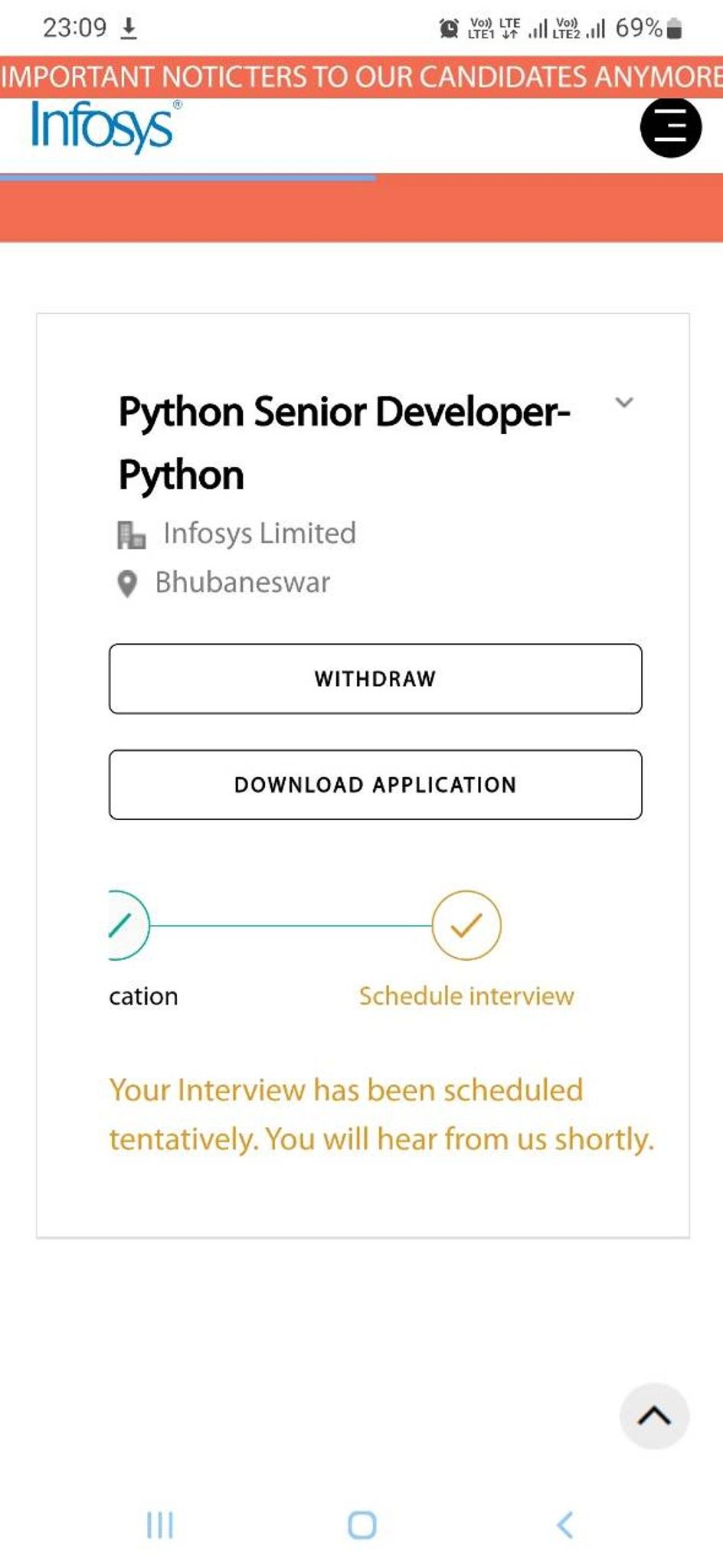 Infosys I have applied for a job sometime back. Th... | Fishbowl