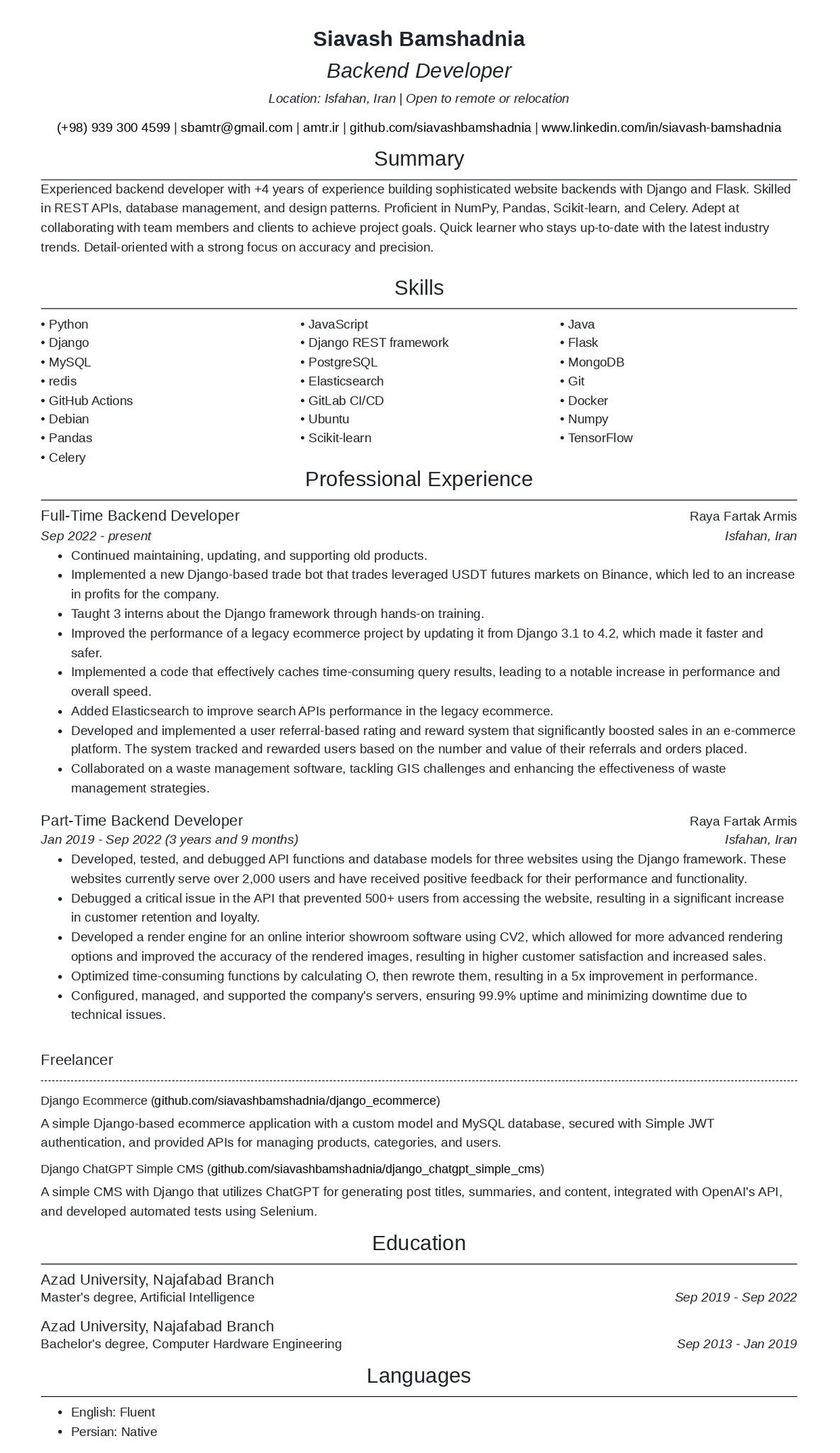 Hey there! I'm a Django developer with over 4 years of experience, and ...