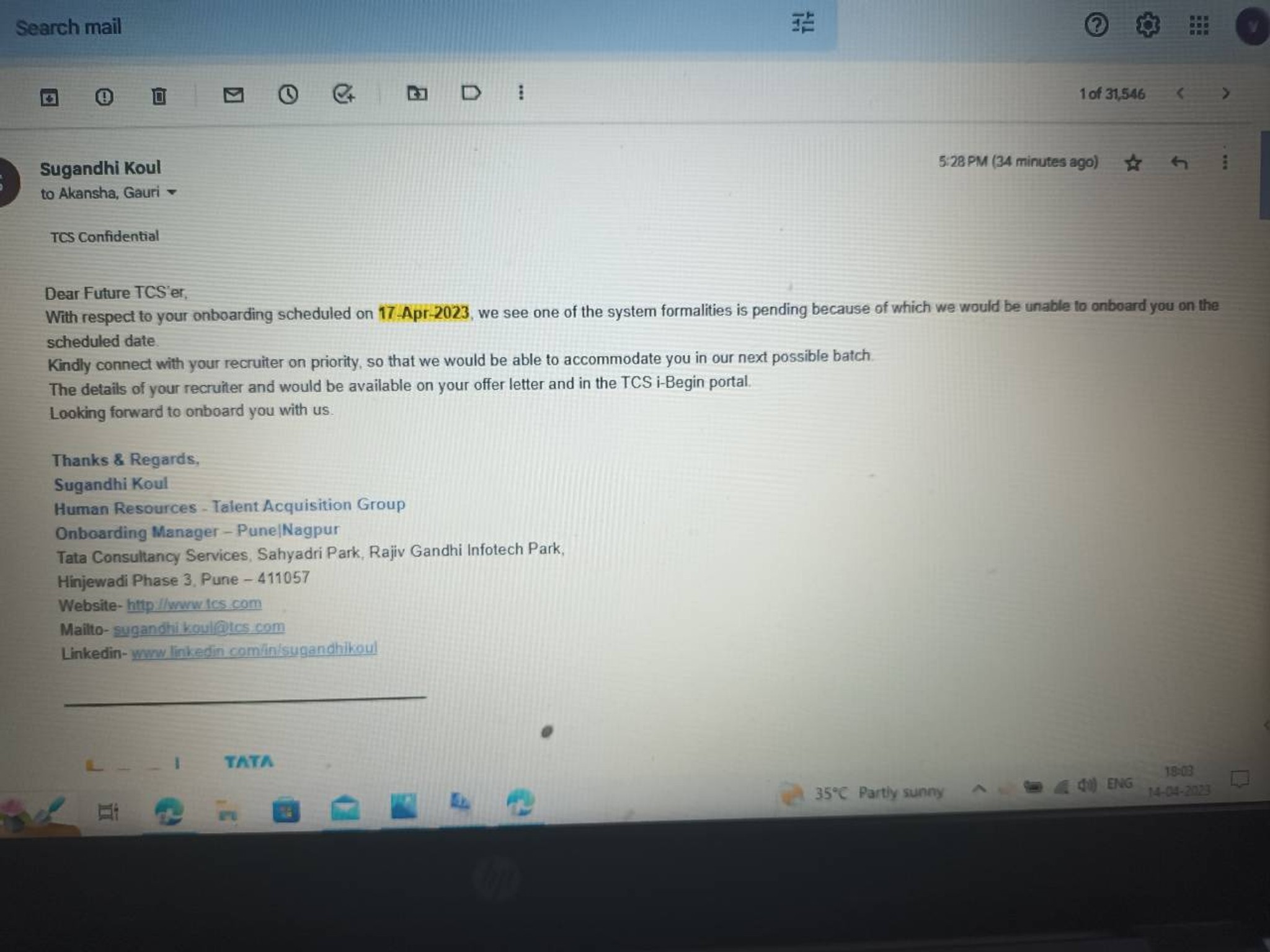 My onboarding got delatedTata Consultancy . Can anybody facing the same ...