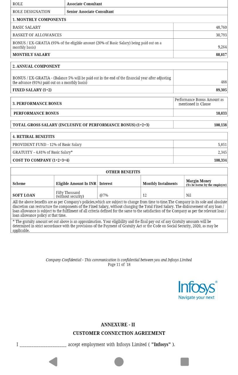 Hello All, I have got offer letter from Infosys and I am attaching the ...