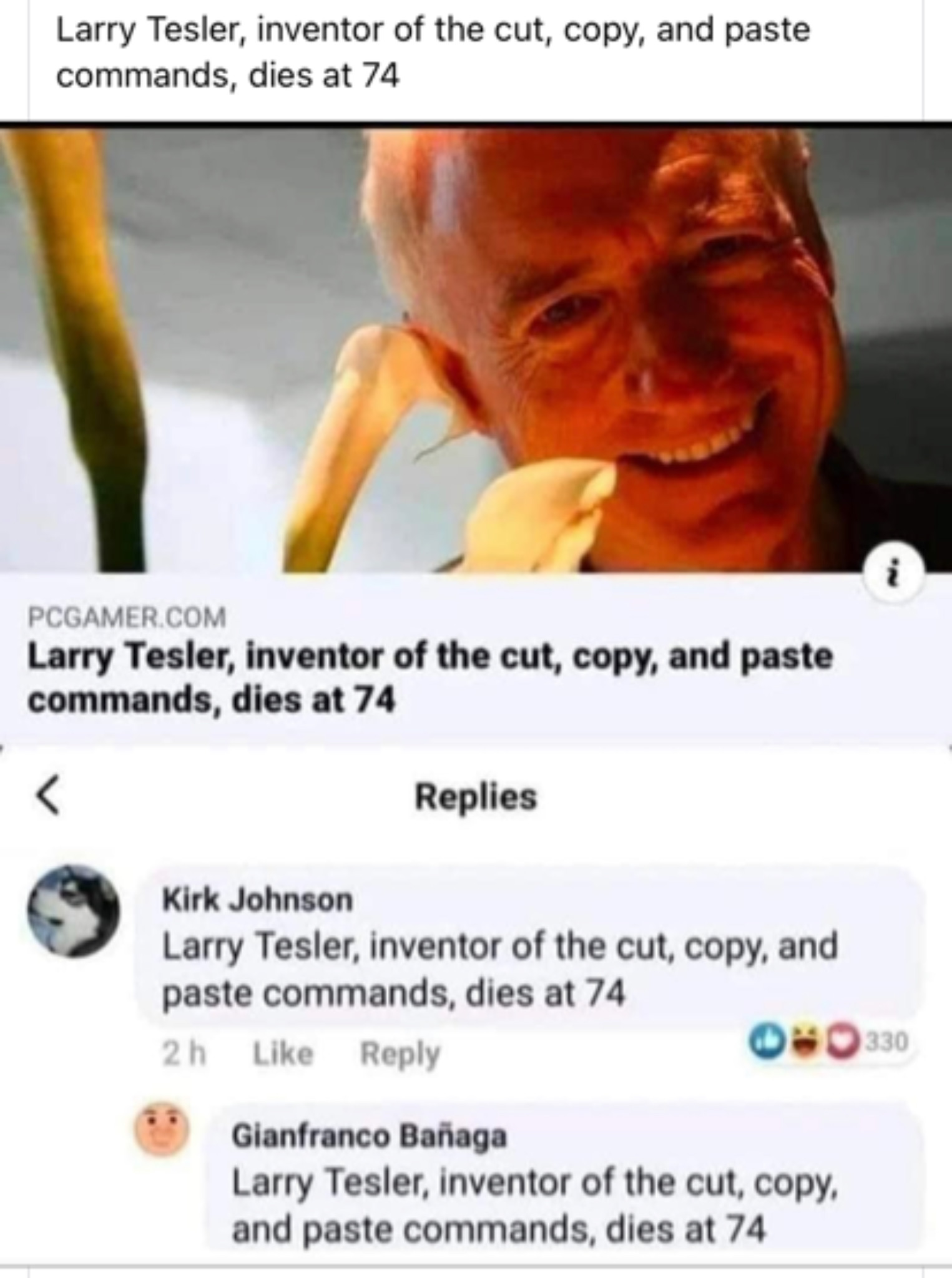 Larry Tesler, inventor of the cut, copy, and paste... | Fishbowl