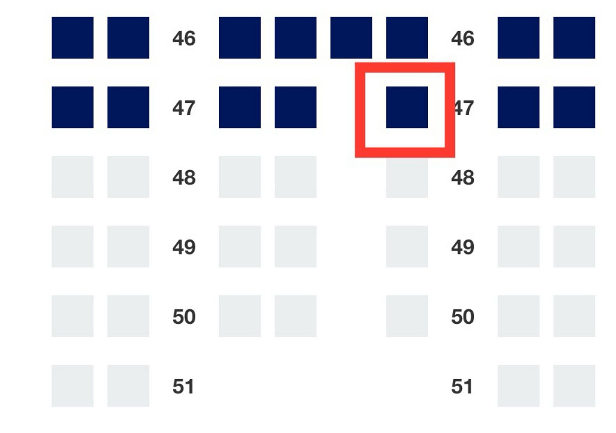 Hi, on a delta airbus a330200, is the seat in red in the image