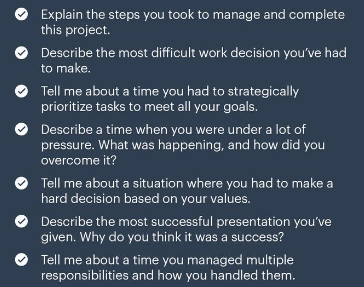 I'm always stumped by those "Tell me about a time when..." questions. I ...