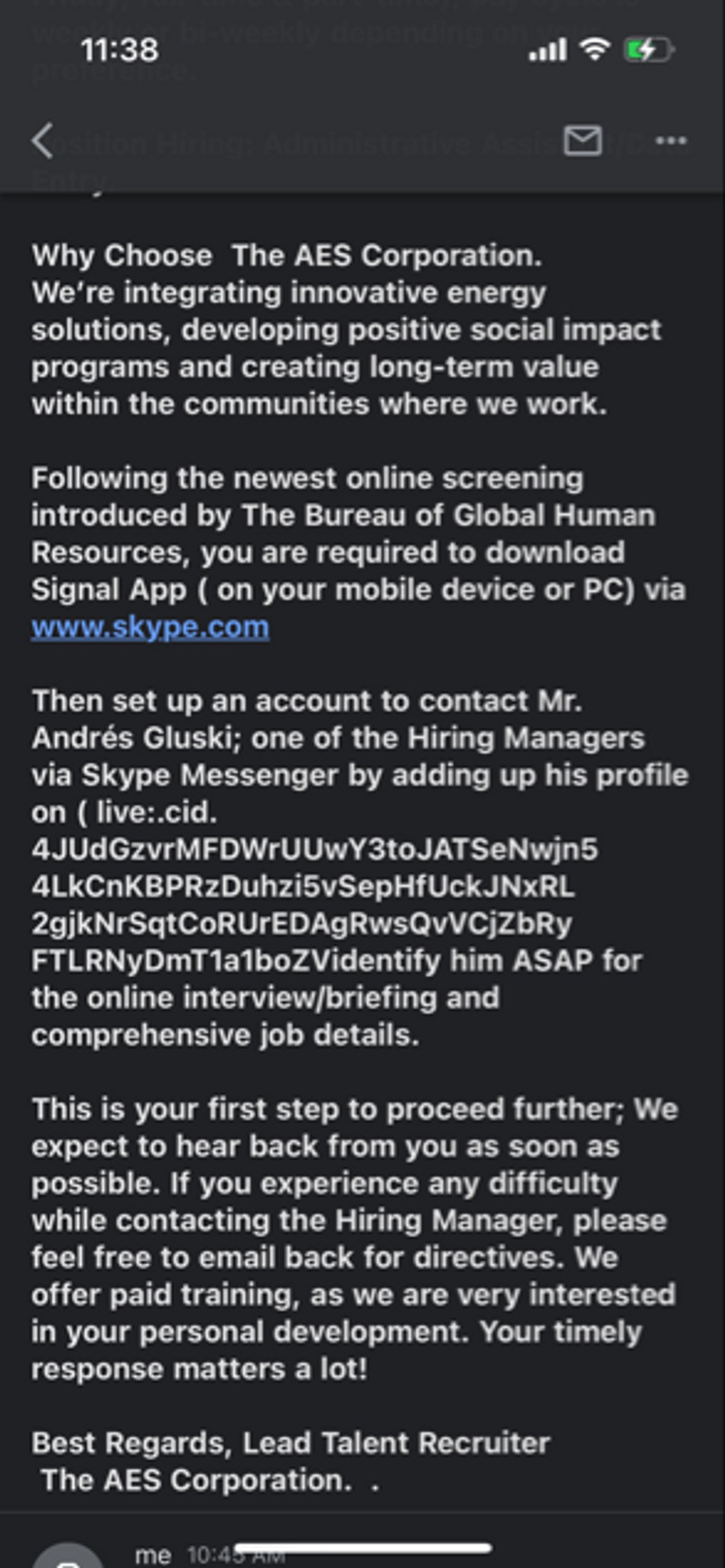 Scam? I am curious if people have received same email formatting. Any 🚩 ...