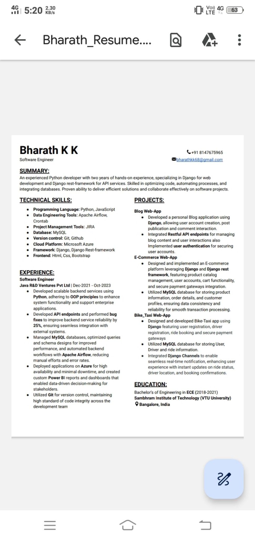 Hello All, I'm Bharath & I'm a Python Developer with 2years of ...