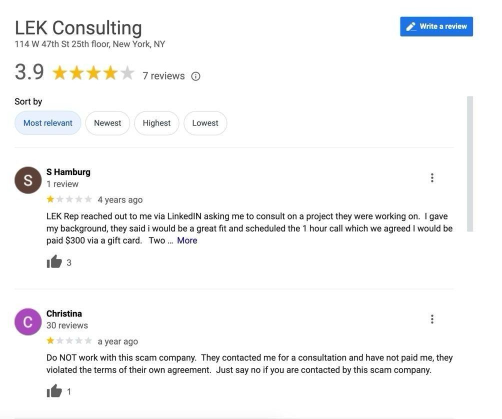 LEK not only does not use Expert Networks to sourc... | Fishbowl