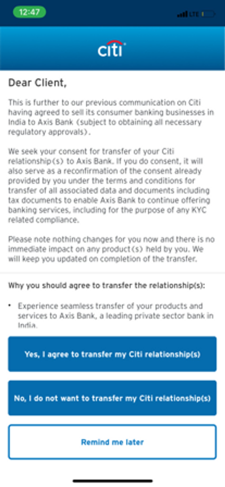 Anyone using Citi Bank? Seems to be they are migra... | Fishbowl