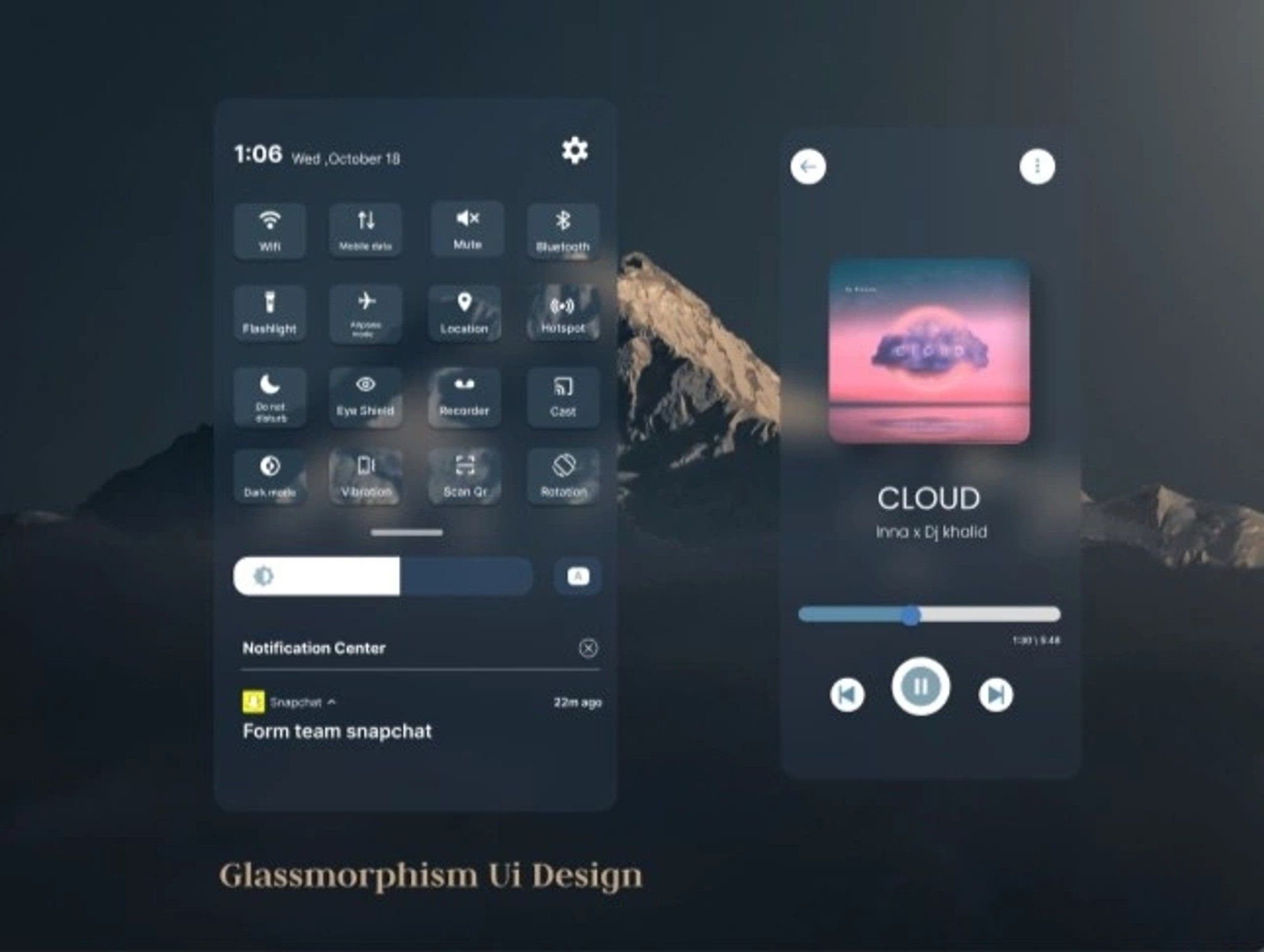 Ui ux design glassmorphism android notification bar design software