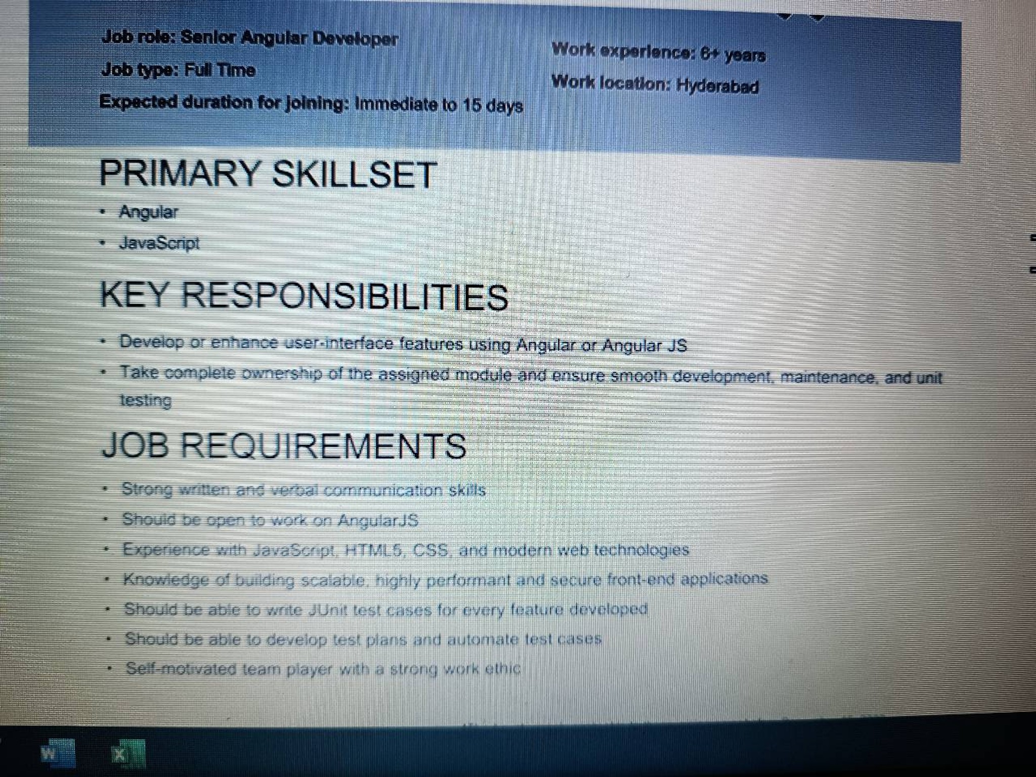 Senior Angular Developer position for ValueLabs, w... | Fishbowl