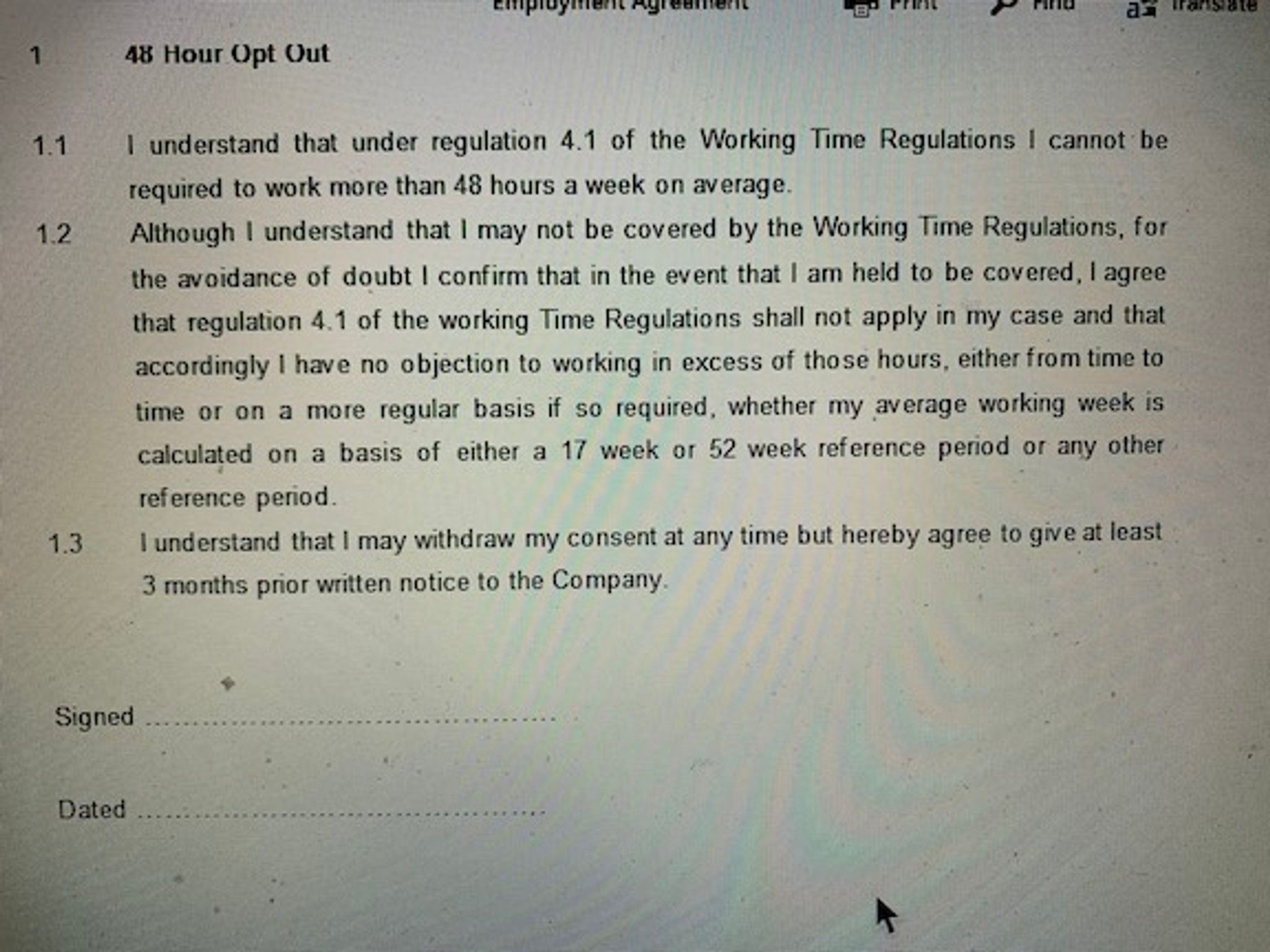 Received employment contract from new employer. In it is a section on