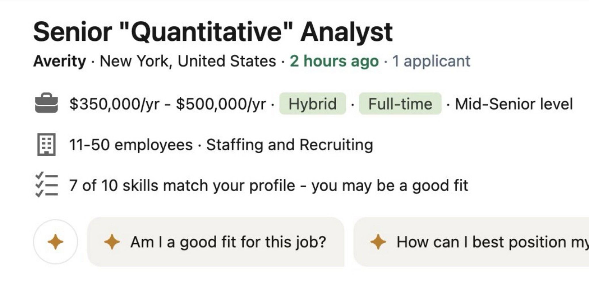 I can absolutely be a “quantitative” analyst or even an “AI” analyst for  that payscale | Glassdoor Forum