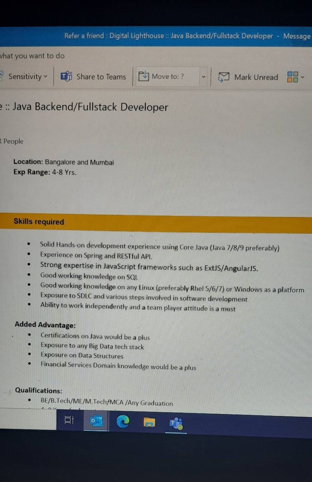 KPMG hiring for Java developer (4+ years of exp) p... | Fishbowl
