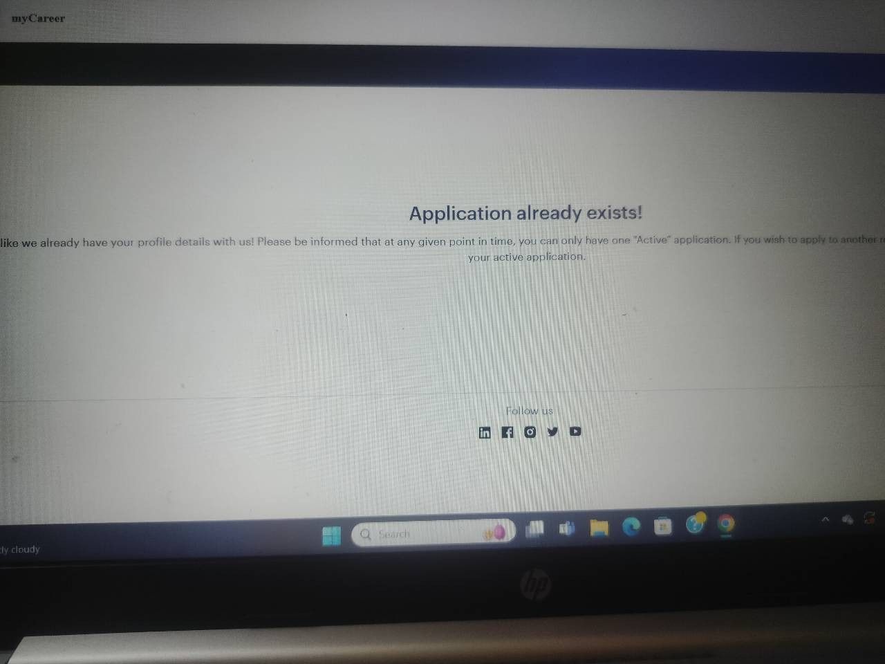 I don't have any active applications @accenture It says "Application ...