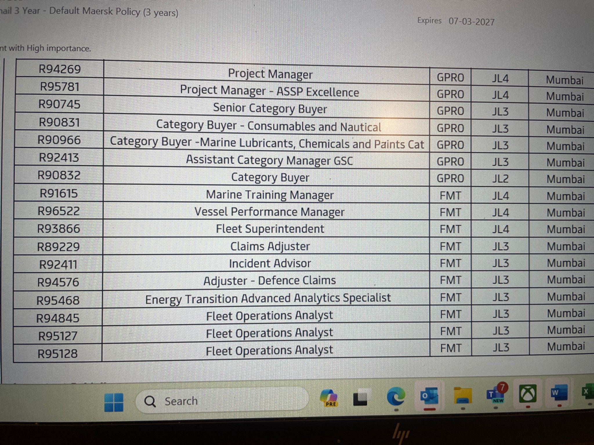 Maersk is conducting a Recruitment drive for below... Fishbowl