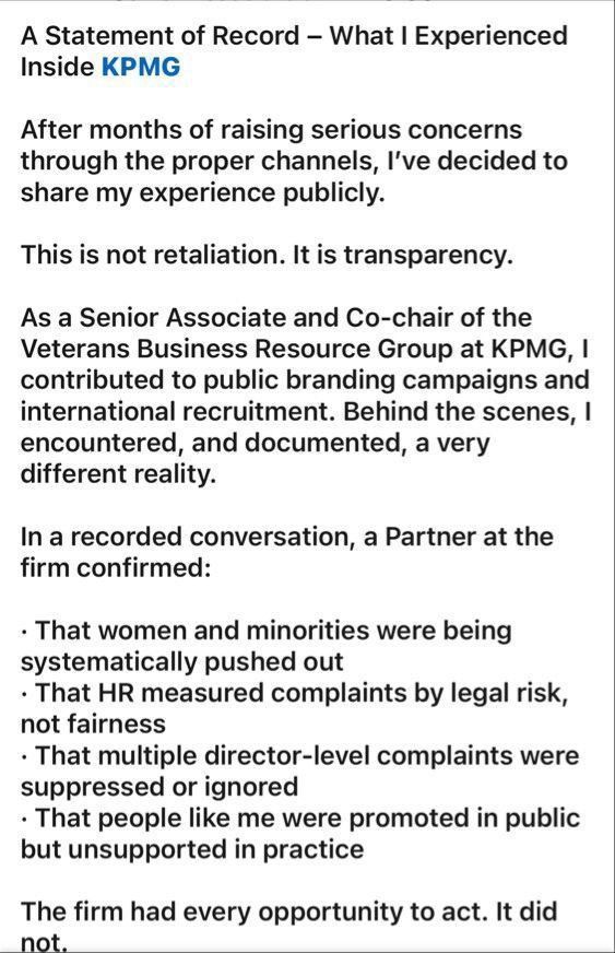 KPMG, what is happening here? Non yt males & females, it looks like you ...