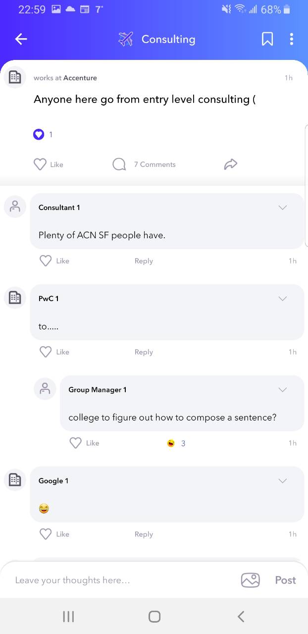 Anyone here go from entry level consulting (<1-2 Y... | Fishbowl