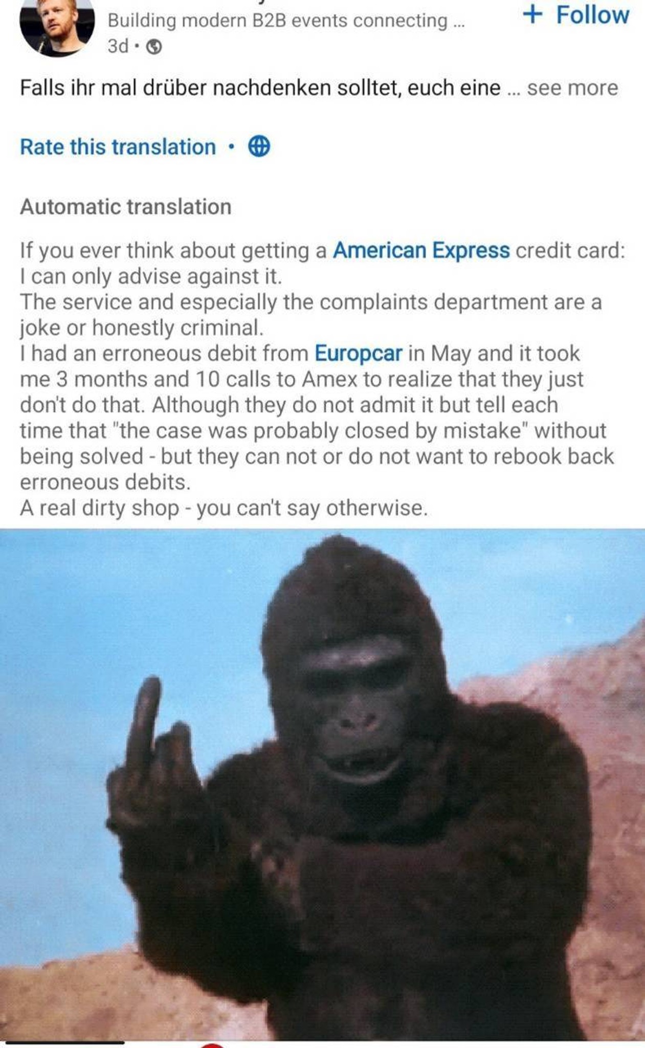 Ngl This Is Pretty Funny Dude Even Attached A Gif Of A Gorilla Giving 