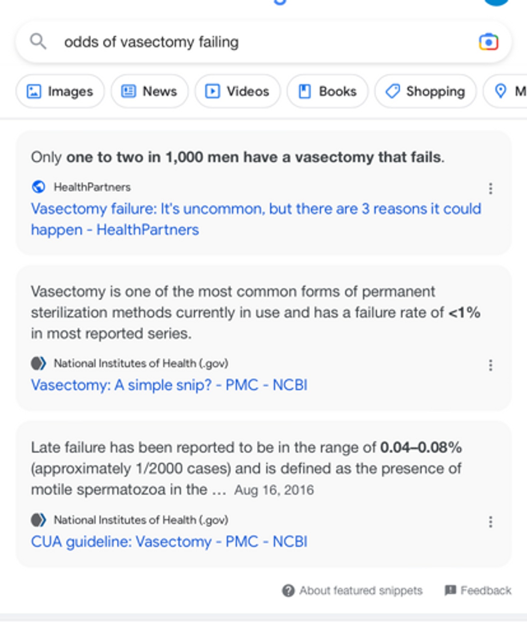 Does anyone know the likelihood of a vasectomy failing? I'm afraid to