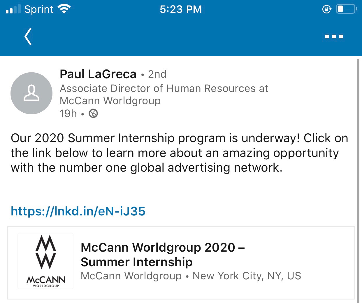 McCann Worldgroup 2020 – Summer Internship https:/ | Fishbowl